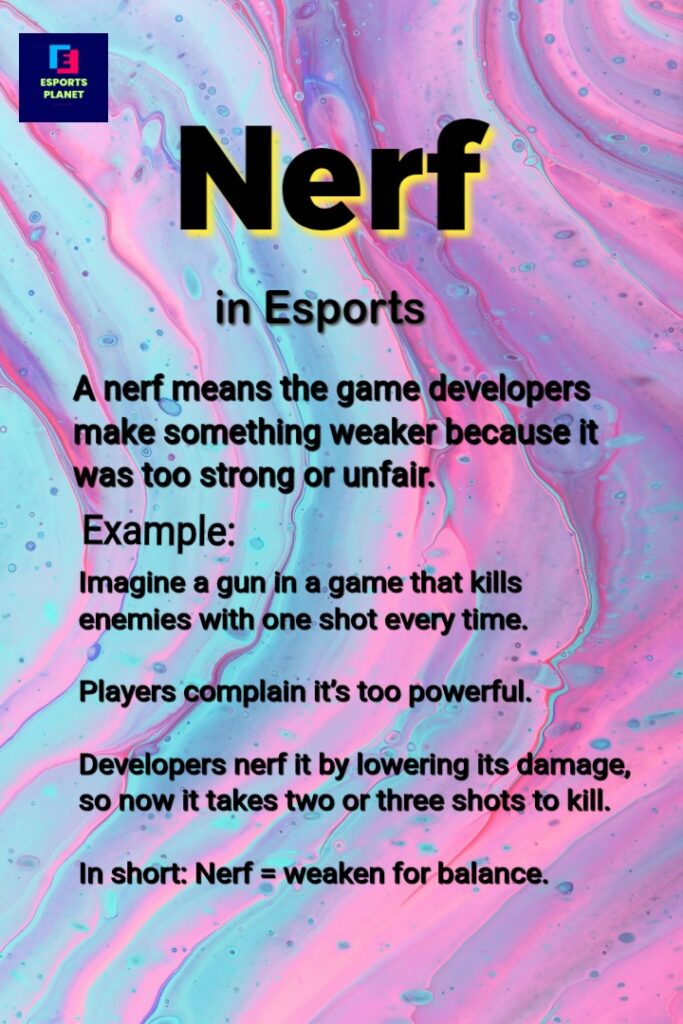 nerf in esports meaning with example poster
