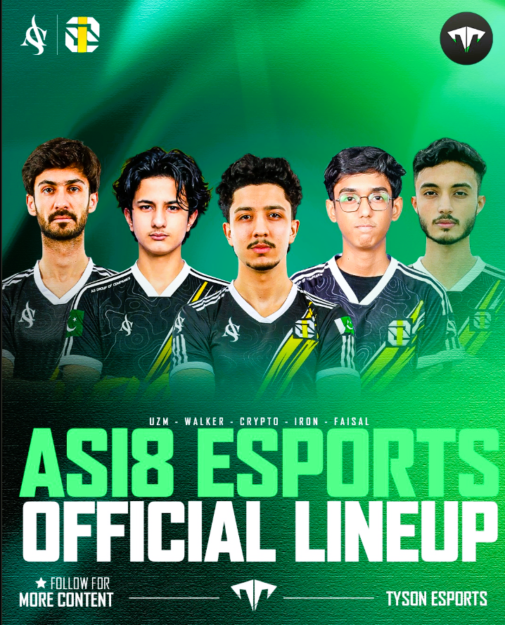 AS i8 New Lineup: Everything You Need to Know About the Roster Change Official roster announcement poster for AS i8 Esports PUBG Mobile lineup, created by Tyson Esports.