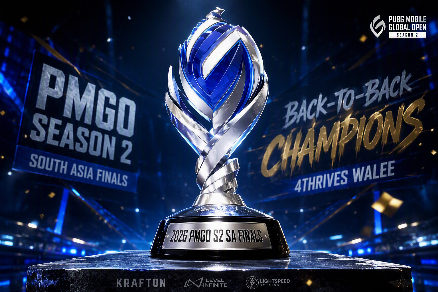 Back-to-Back Champions: 4Thrives Walee Dominates PMGO Season 2 South Asia Finals 4Thrives Walee Wins PMGO Season 2 South Asia Finals Trophy After Back-to-Back Championship Victory