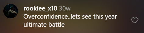 Falak vs Rosemary: Who is the Best? Controversy Explained! Hype fan comment reading "Overconfidence..lets see this year ultimate battle" during the Falak vs Rosemary PUBG Mobile player rivalry debate.